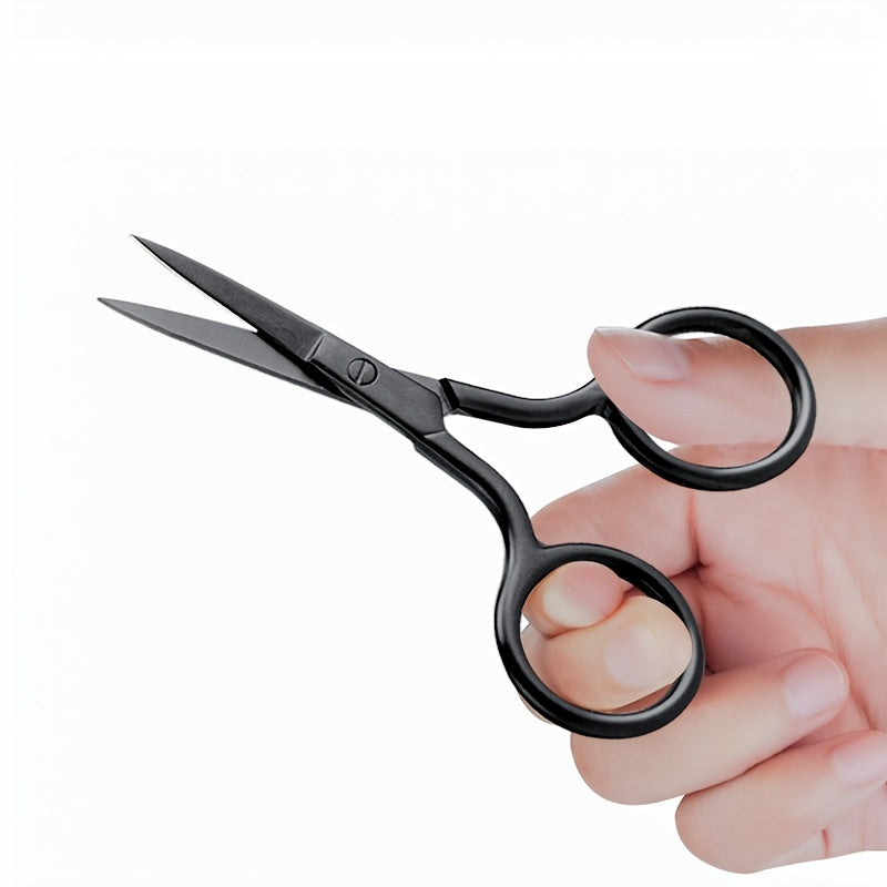 Stainless Steel Pointed Tip Scissors - A Pair Of Black Fish Line With Rose Golden Handles - Ideal For Trimming Eyebrows, Eyelashes, Embroidery, And Various Beauty Tasks