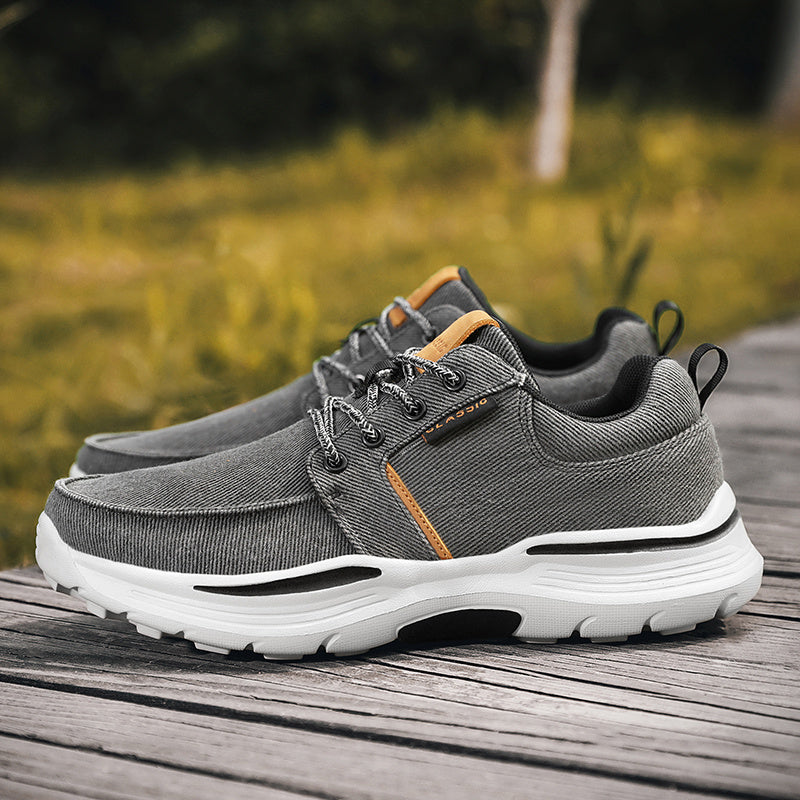 Plus Size Wide Fit Men's Lace-Up Loafers, Men's Canvas Lightweight Comfortable Walking Shoes