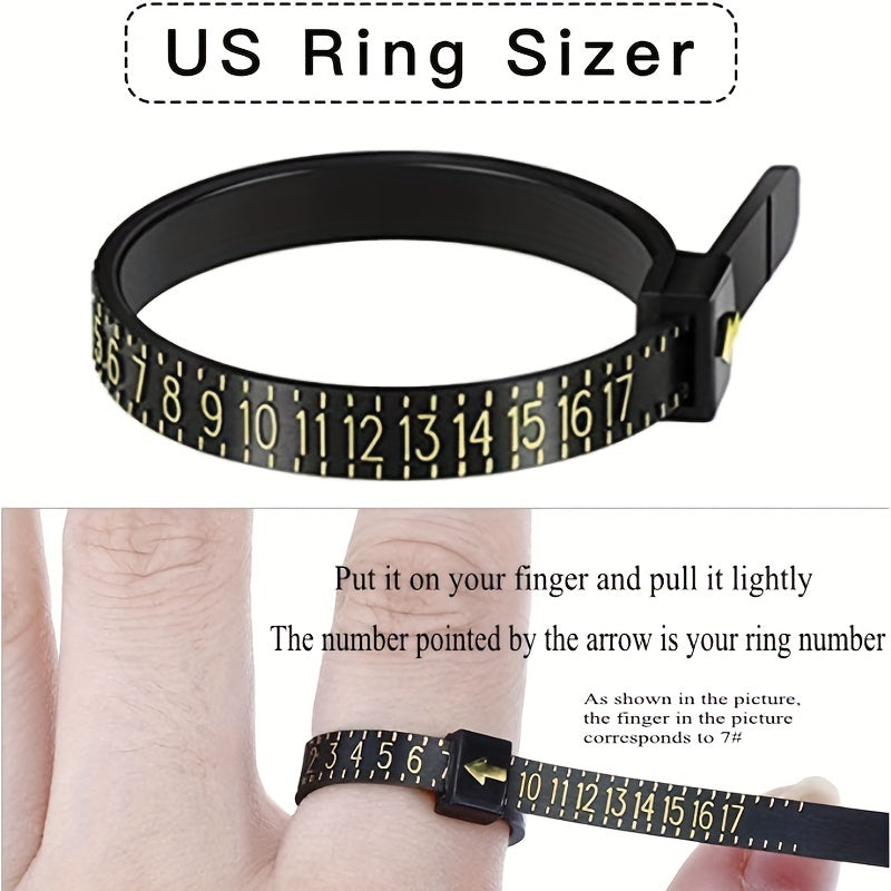 1-17 USA Plastic Ring Sizer Measuring Set Gauge Measure Tool Finger Measurer Jewelry Sizing Tools Reusable Finger Ring Sizer for Women/Men