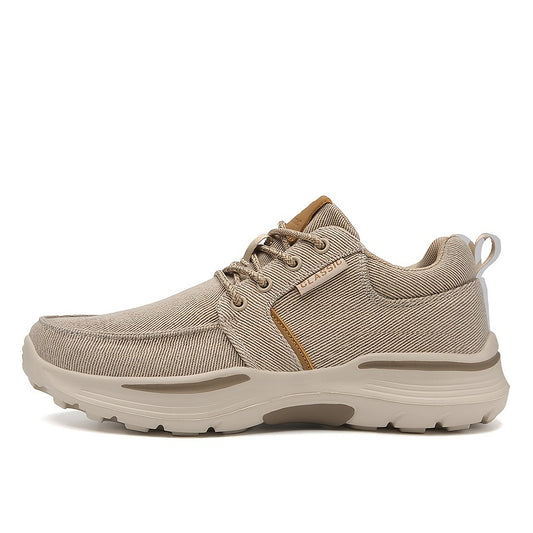Plus Size Wide Fit Men's Lace-Up Loafers, Men's Canvas Lightweight Comfortable Walking Shoes