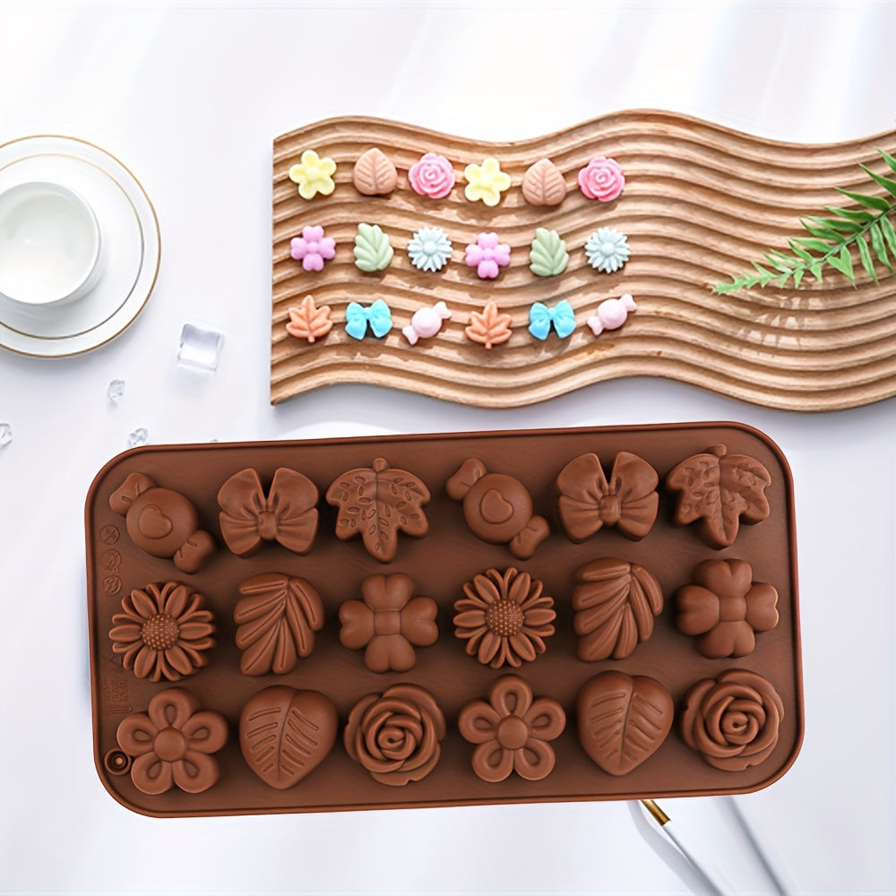 18-Cavity Silicone Chocolate Mold - Flower Shaped, BPA-Free for DIY Candy & Baking - Perfect for Weddings, Holidays & Parties