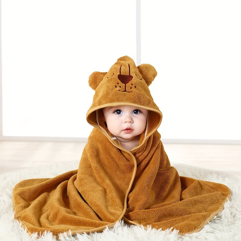 Baby Hooded Swaddle Blanket, Soft Plush Dinosaur Character Wrap, Machine Washable Polyester for 0-3 Years, Absorbent Breathable Skin-Friendly, Multi-Use Towel for Bath, Nap, Stroller – 80.01x80.01 cm