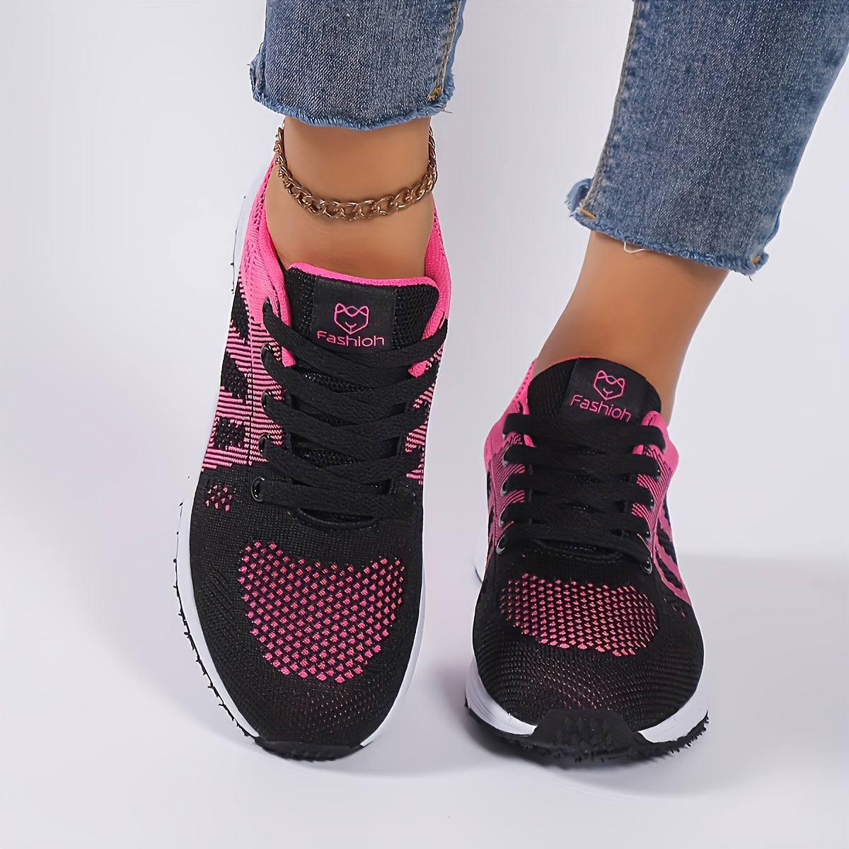 Women' Lightweight Platform Sneakers Suitable for Running, Dressy Casual & Office - Low-Top Striped Lace-Up Shoes with Cushioned Sole, Breathable Fabric Upper, Spring for Workouts, Daily Wear & Athletics (Ideal for Beginners
