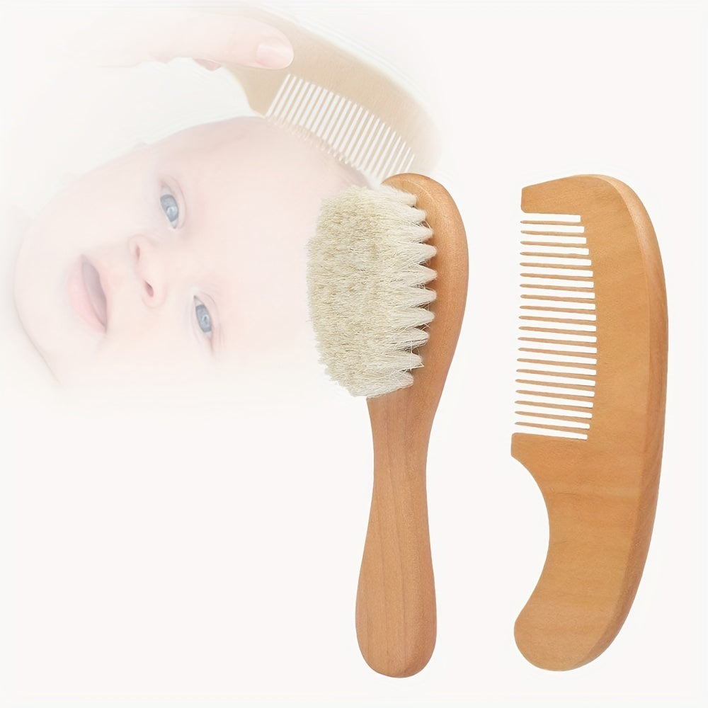 2pcs/Kit Soft Baby Hair Brush Comb Set for Newborn Wooden Handle Head Comfort Massager for christmas halloween Thanksgiving Day Gif