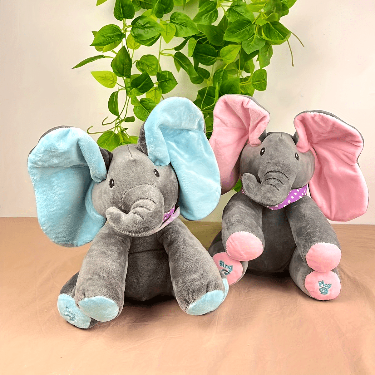 Hide-And-Seek Elephant Plush Toy, Baby Girl Hide-And-Seek Game Toy Singing Interactive Musical Toys, a Good Gift for Girls Over 6 Years Old Activity Ear Hide-And-Seek Bear Doll