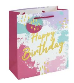Pink Colour Happy Birthday Medium Gift Bag