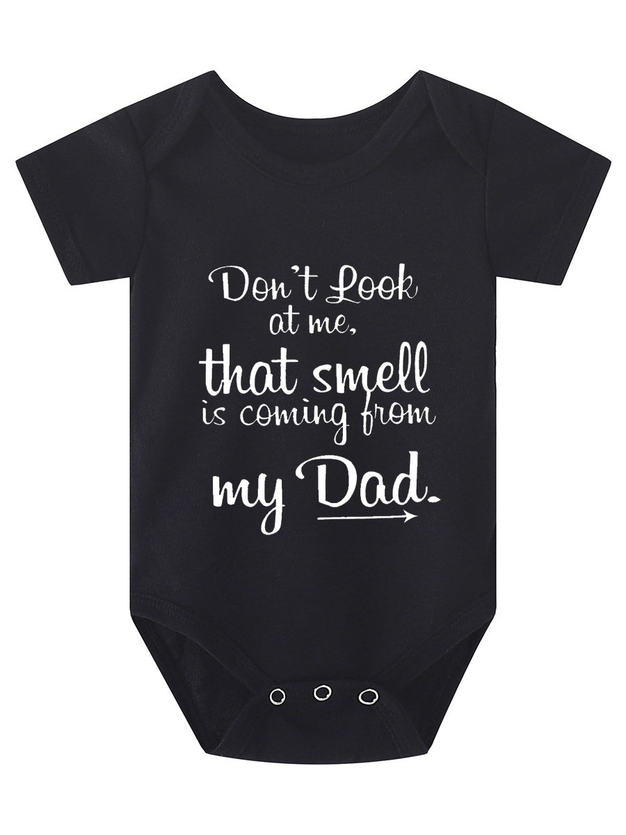 Girls Cute Letter Print Short Sleeve Onesie Clothes ''don't Look At Me'' Pregnancy Announcement Romper