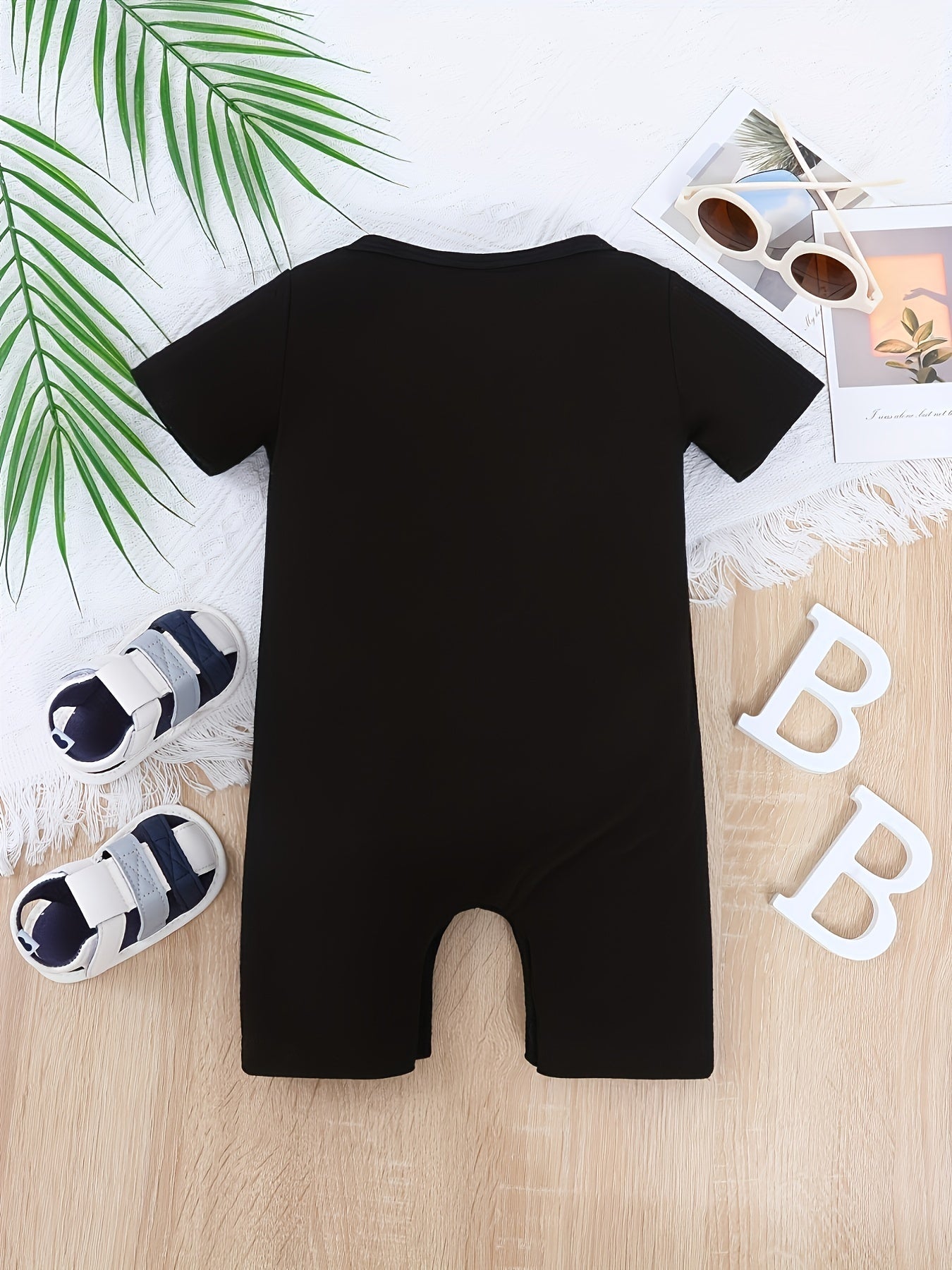 Baby Boys And Girls Casual "I Love My Mom & Dad" Printed Short Sleeve Romper, Cute Comfy Outdoor Jumpsuit Clothes