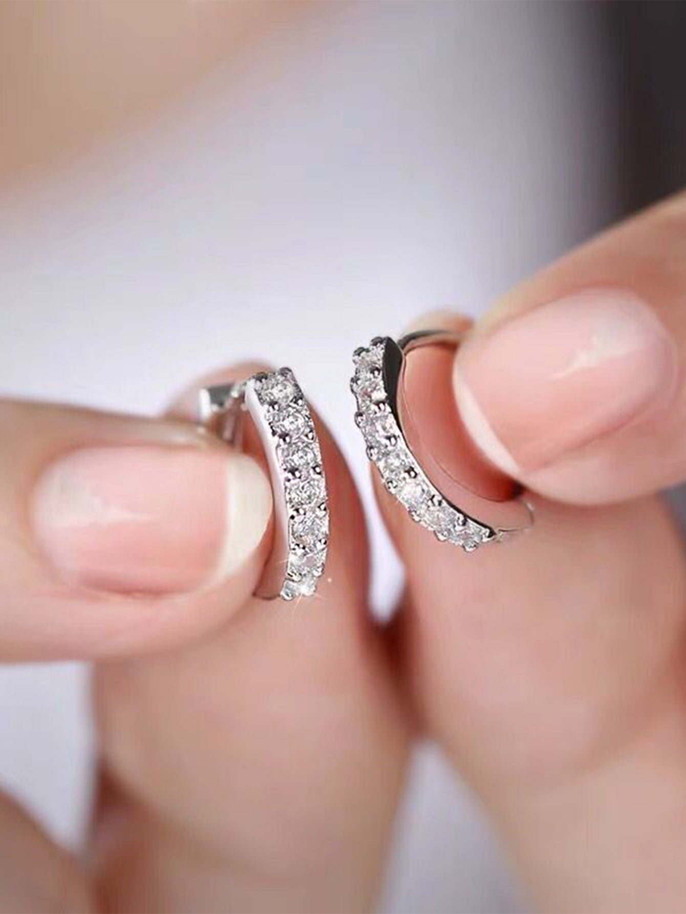 Tiny White Zircon Hoop Earrings One Row Shiny Zircon Hoop Earrings Cartilage Piercing Earrings