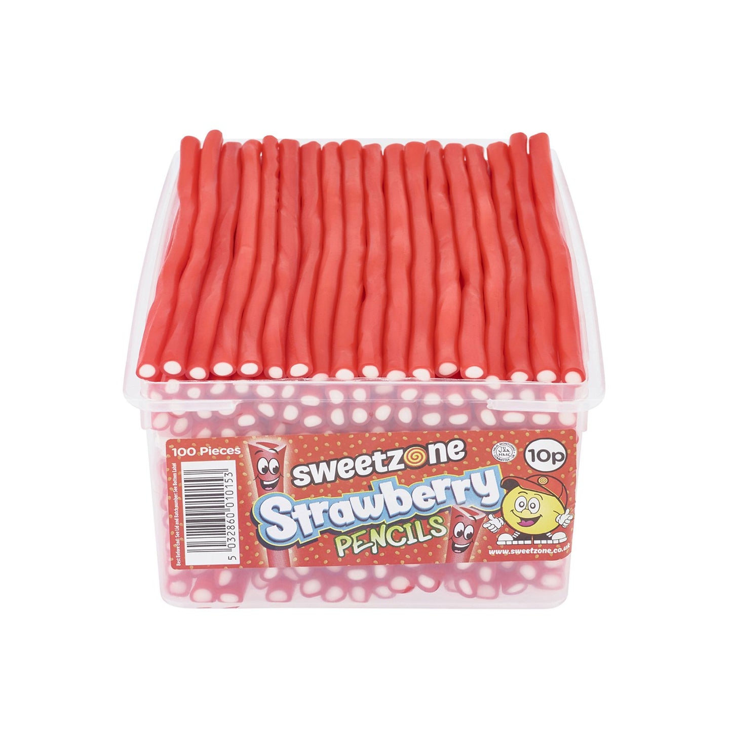 Sweetzone - Strawberry Pencil Tubs - 100pcs - Pic N Mix Style Sweets - Classic Sweet Shop Favourite - Retro Sweets Gift Box - Christmas Gifts - Perfect Gift Ideas - Bulk Sweets