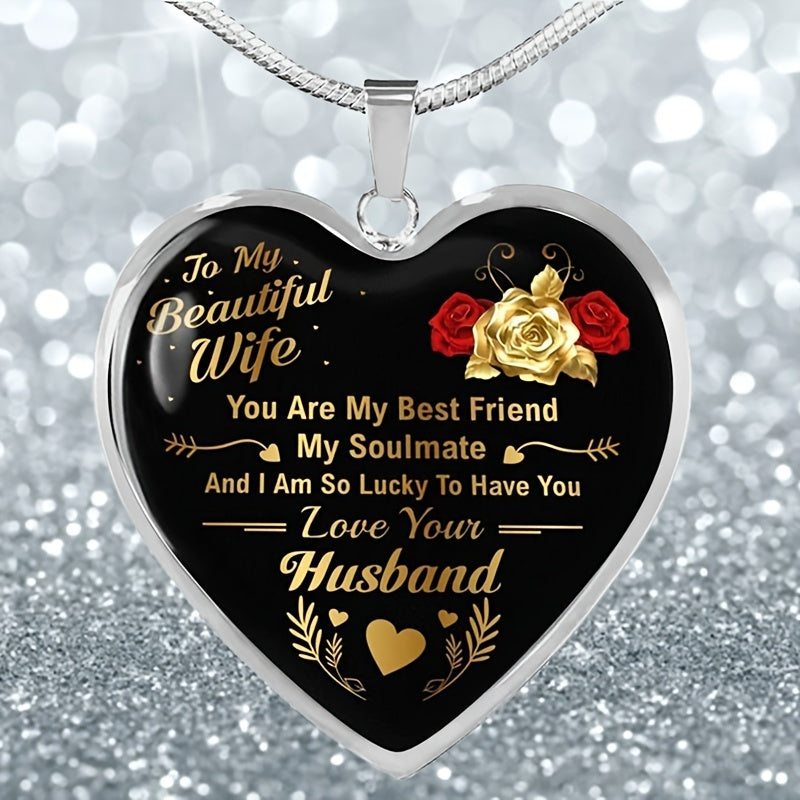 to My Wife You Are My Best Friend I Always Love You Heart Pendant Necklace to Wife Anniversary Birthday Gift From Husband