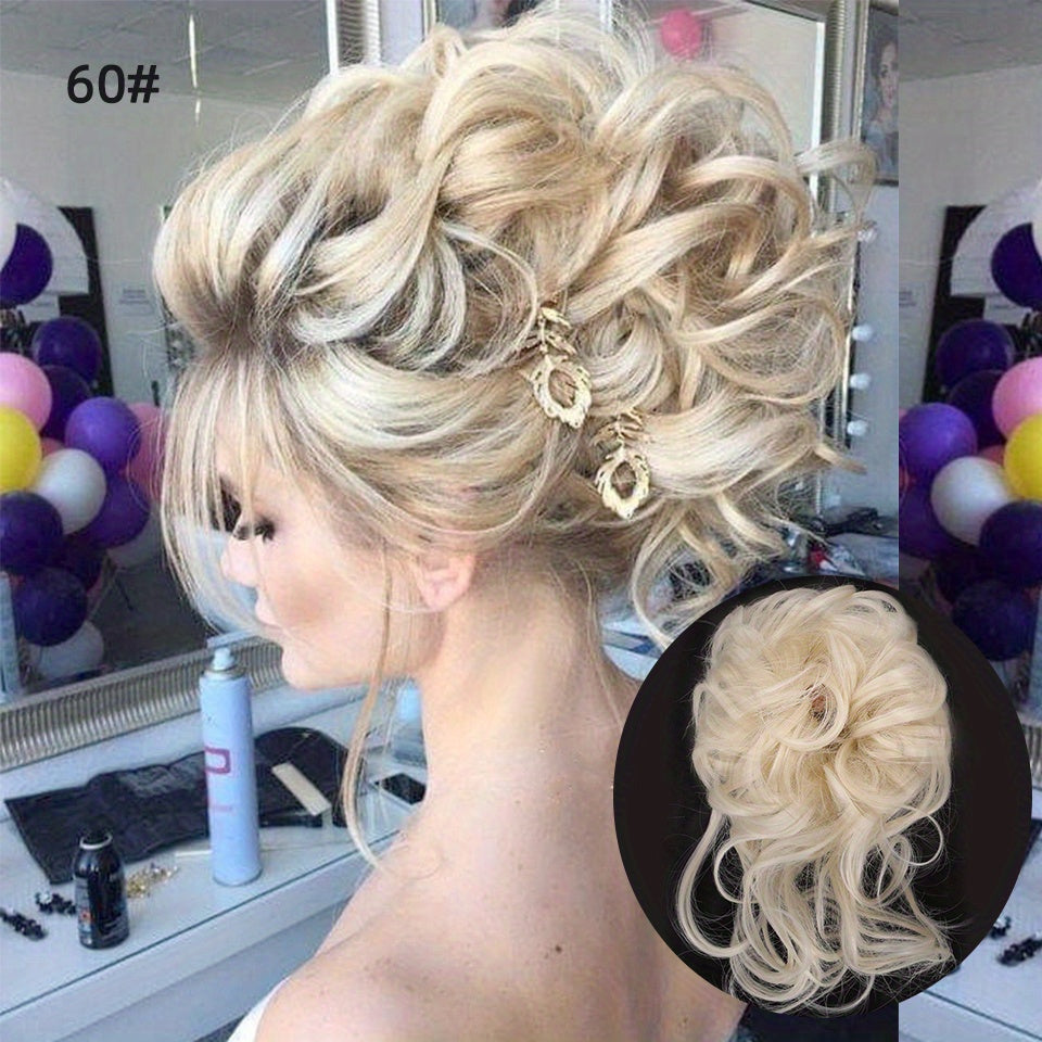 Add Volume And Style with Synthetic Messy Curly Hair Bun Chignon Scrunchy Hair Band! Hair Halloween Christmas