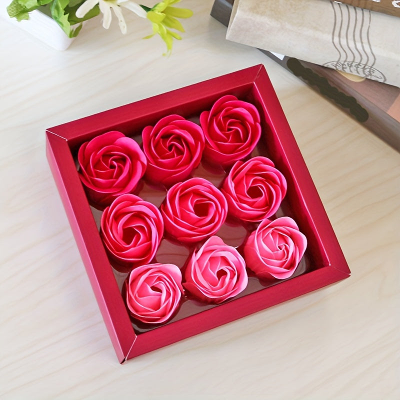 9pcs, Roses Soap Flower Gift Box Christmas Gift Mother's Day Valentine's Day Gift Box Wedding Housewarming Bridesmaid Gift Activity Small Gift