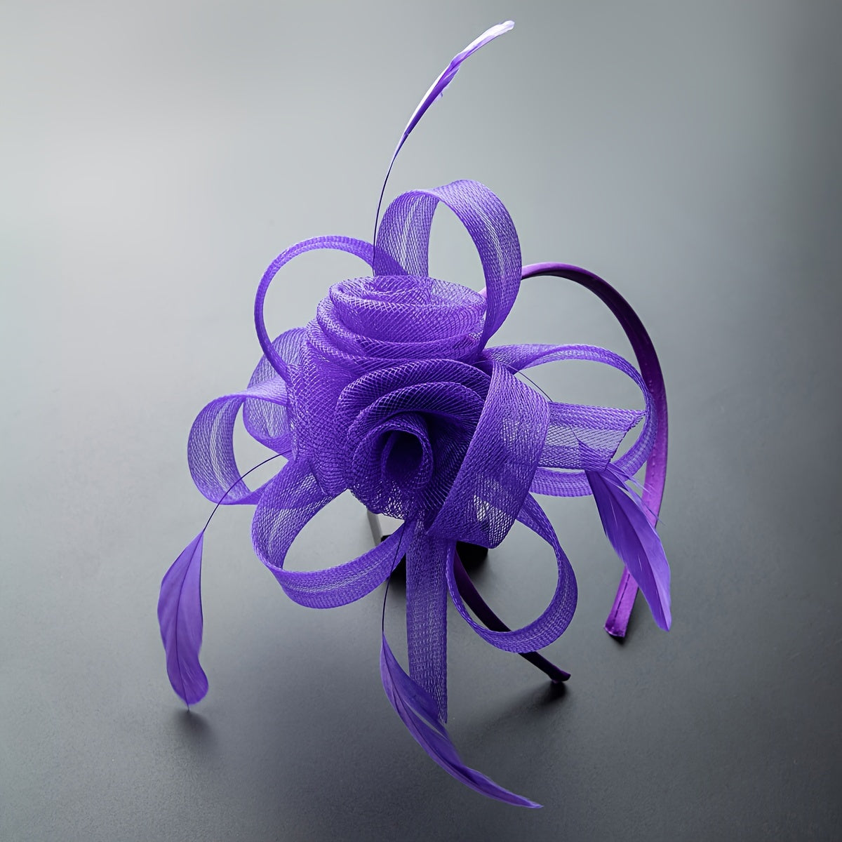 1pc Elegant Women'S Fascinator Headband - Polyester Mesh Flower Veil with Feather Detail for Cosplay, Bridal, Wedding, Tea Party, Church Hat Accessory, Derby Racing - Birthday Gift, Carnival/Mardi Gras/Masquerade
