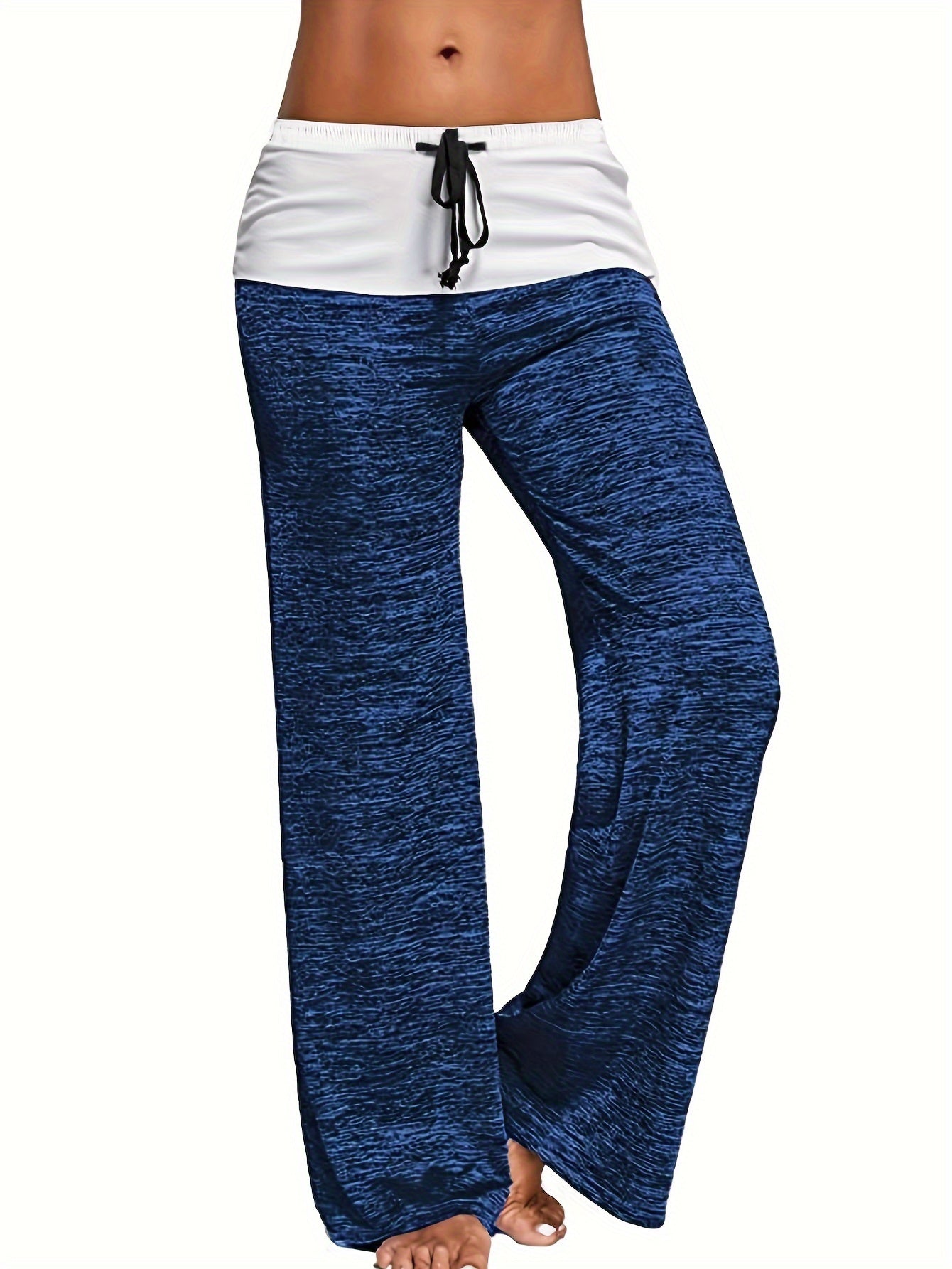 Wide Leg Elastic Yoga Pants, Loose Casual Drawstring Pants, Women's Clothing