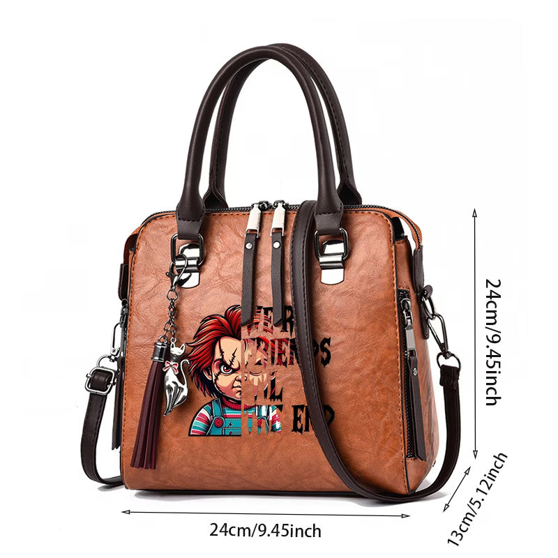 Chucky Print Women's Shoulder Bag, ''Friends Till The End''