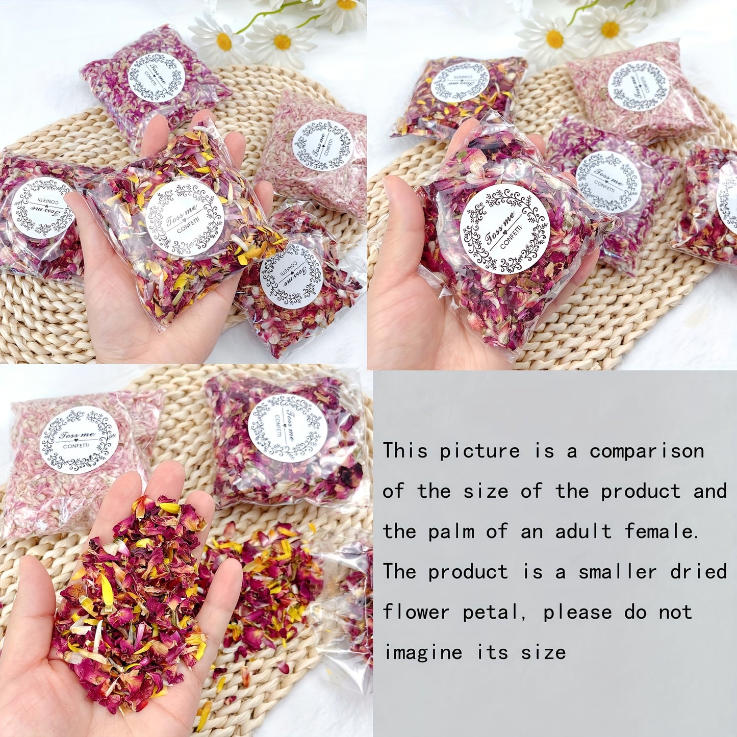 1pc/10g Dried Flower Floral Petals, Can Be Used For Wedding Scene, Birthday Scene, Indoor And Outdoor Landscaping Arrangement, Rain, Glass Bottle Decorations -winter, new year