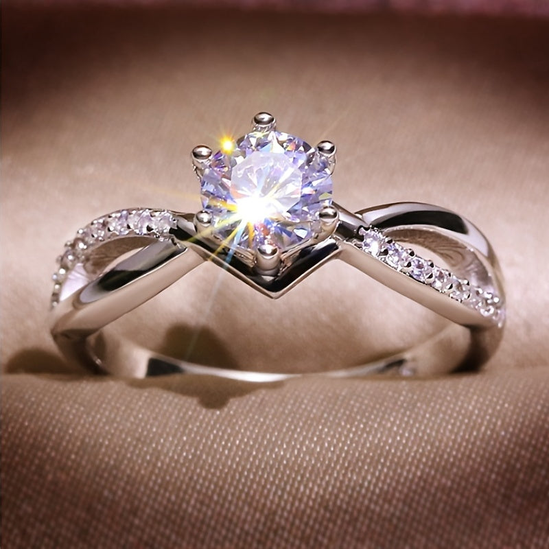 Elegant & Simple Engagement Ring for Women - Cubic Zirconia, Perfect for Daily Wear & Valentine's Day Gift