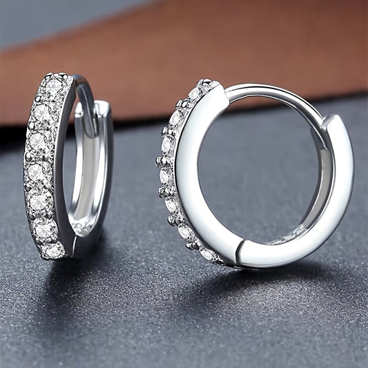 Tiny White Zircon Hoop Earrings One Row Shiny Zircon Hoop Earrings Cartilage Piercing Earrings