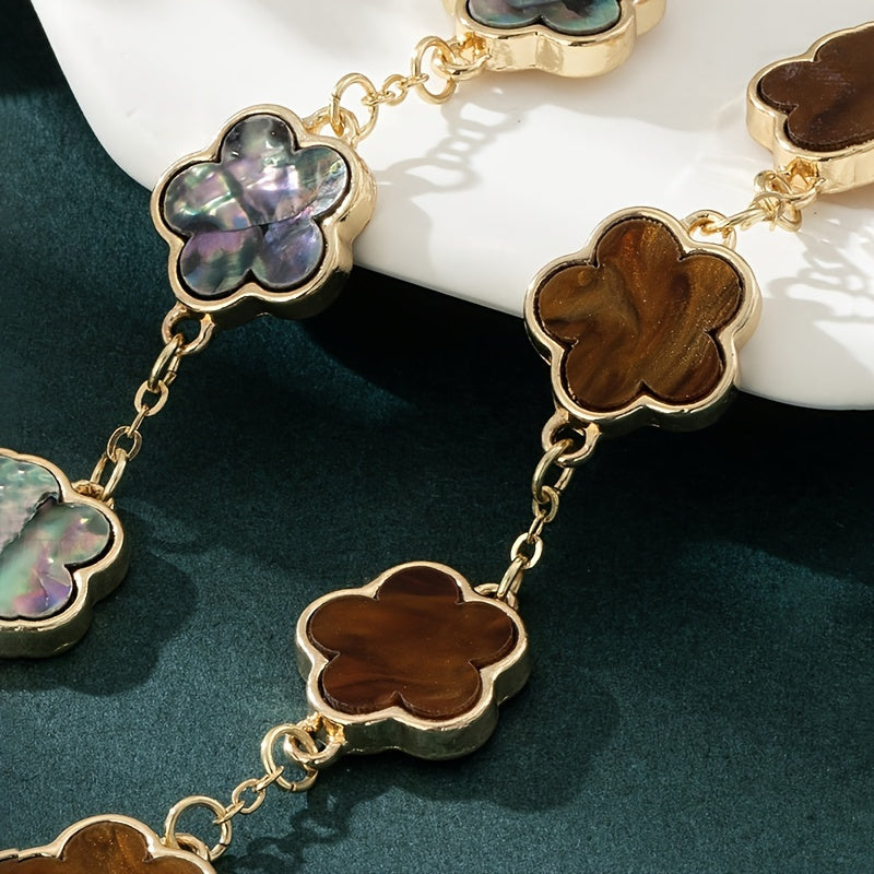 2 Pcs Set Of Exquisite Lucky Flower Design Bracelet Alloy Jewelry Elegant Leisure Style For Women Daily Dating Hand Decor