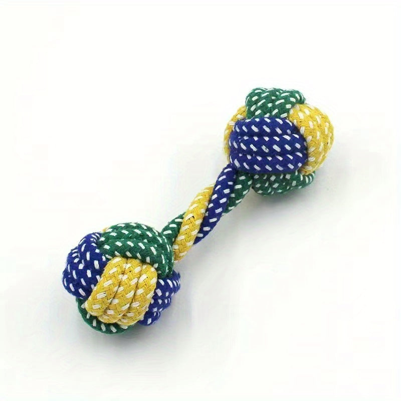 Durable Braided Barbell Pet Grinding Teeth Toy - Perfect for Small and Medium Dogs!