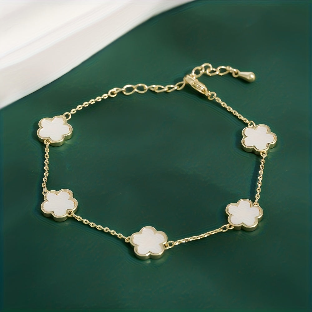 1pc Mini Flower Thin Chain Bracelet Elegant Hand Chain Jewelry For Women