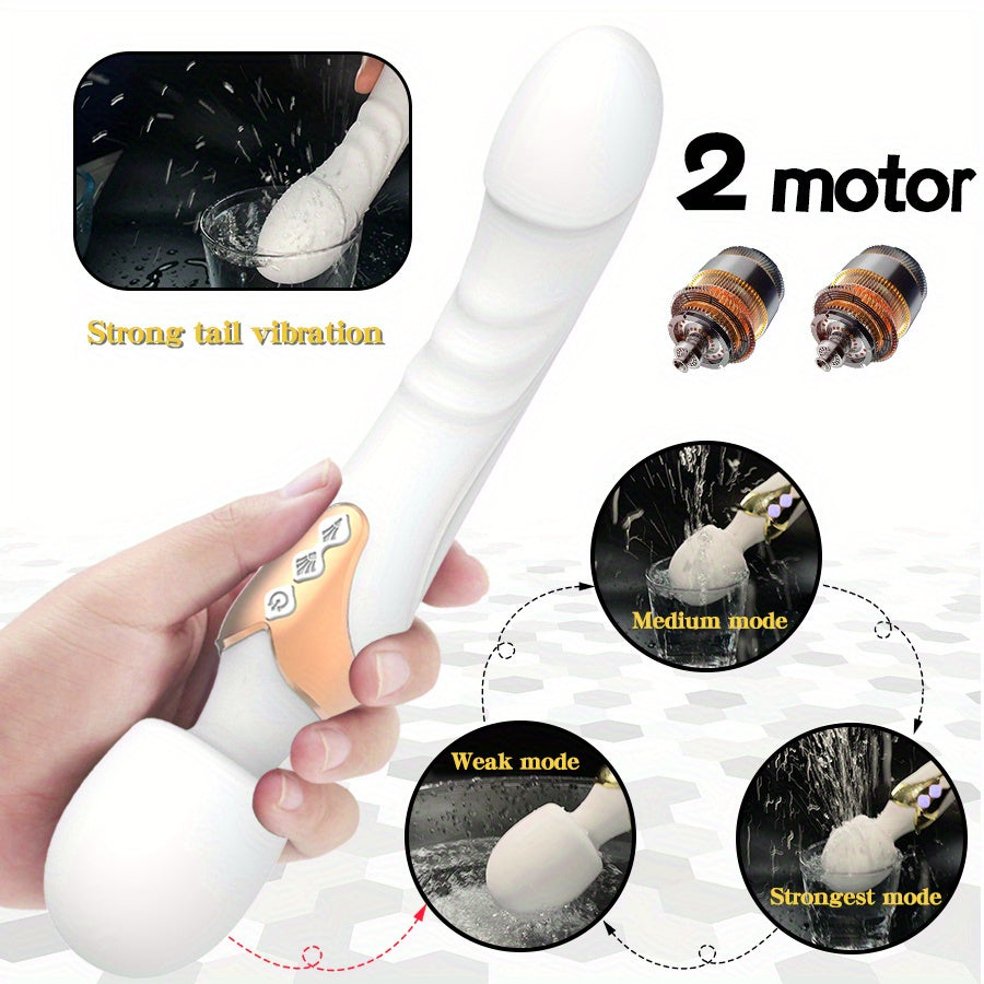 Dildo - Dildo - Freegege 10-Mode AV Vibrator Dildo for Women - Rechargeable Silicone G-Spot Stimulator with 3 Speeds, 3 Modes & 3 Attachments, Ergonomic Design for Clitoral & Vaginal Pleasure, Discreet Adult Toy for Couples,