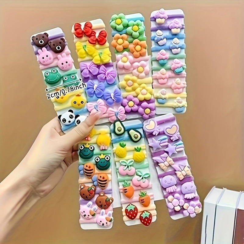 10pcs/20pcs/30pcs Cute Cartoon Animal and Flower Hair Ties for s - Soft Elastic Ponytail Holders, Perfect Gift, Mixed Colors Set