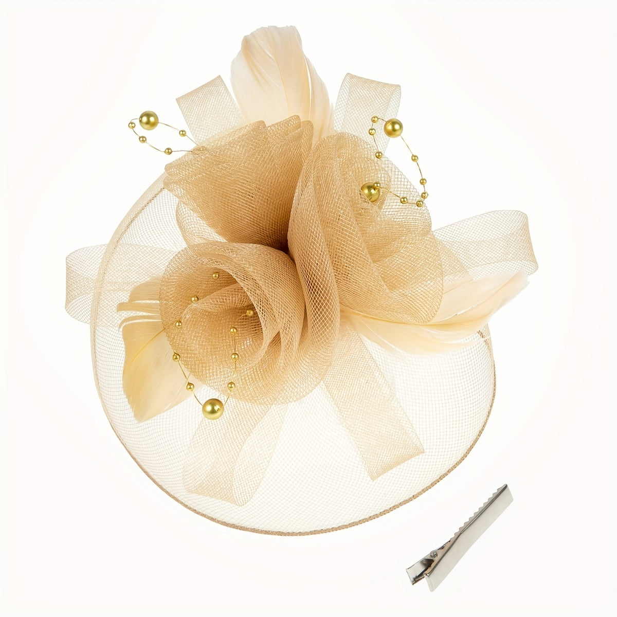 1pcs Women Mesh Flower Faux Feather Fascinator For Tea Party Birthday Horce-Racing Wedding Hat Derbyhat Church Hat