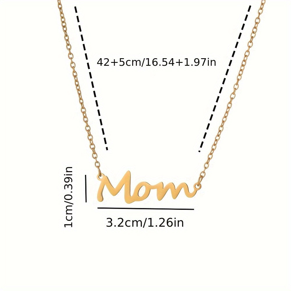Mini "Mama" Necklace for Women - Golden-Tone Cursive Script Collarbone Chain, Minimalist Everyday Jewelry, Mother's Day Birthday Gift for Mom, Year-Round Wear, Mothers Day Necklace, Elegant Accessory, Delicate Design