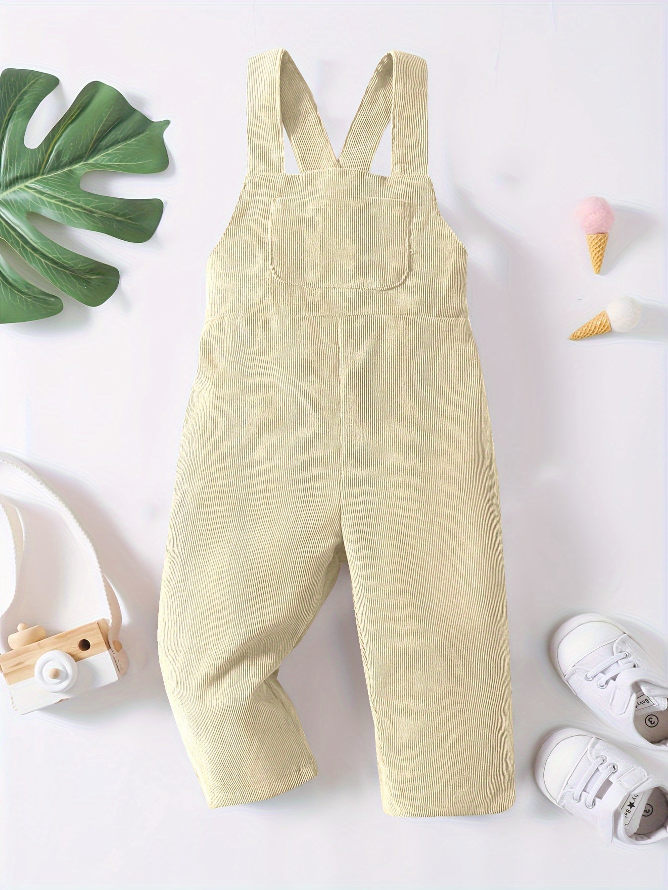 Casual Corduroy Knotted Toddler Baby Overalls, Jumpsuit With Pocket, Retro Strap Pants For Boys Girls