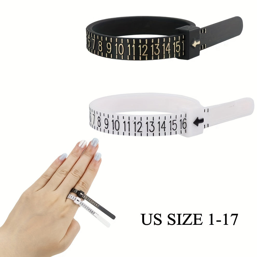 1-17 USA Plastic Ring Sizer Measuring Set Gauge Measure Tool Finger Measurer Jewelry Sizing Tools Reusable Finger Ring Sizer for Women/Men