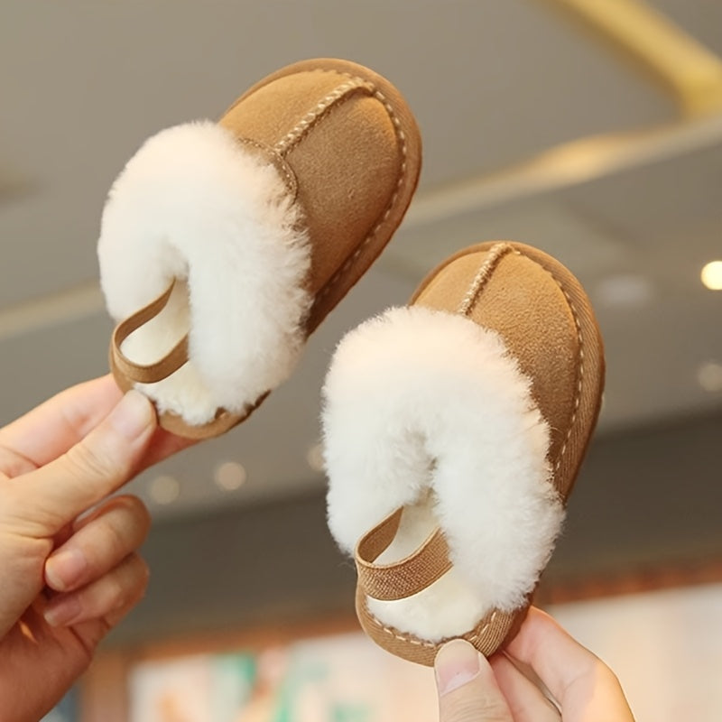 Cozy Plush Baby Girl Slippers - Soft, Non-Slip Sole for Indoor Comfort | Cute & Warm for 0-1 Year Olds | Perfect for Spring/Fall, Leisure Style, Spring/Autumn