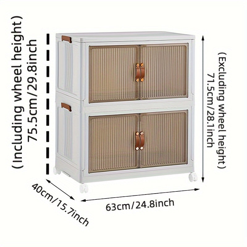 1pc Transparent Storage Box Collapsible Storage Bin with Lids and Pulley - Portable 1/2/3 Layers Organizer for Easy Access and Convenient Storage