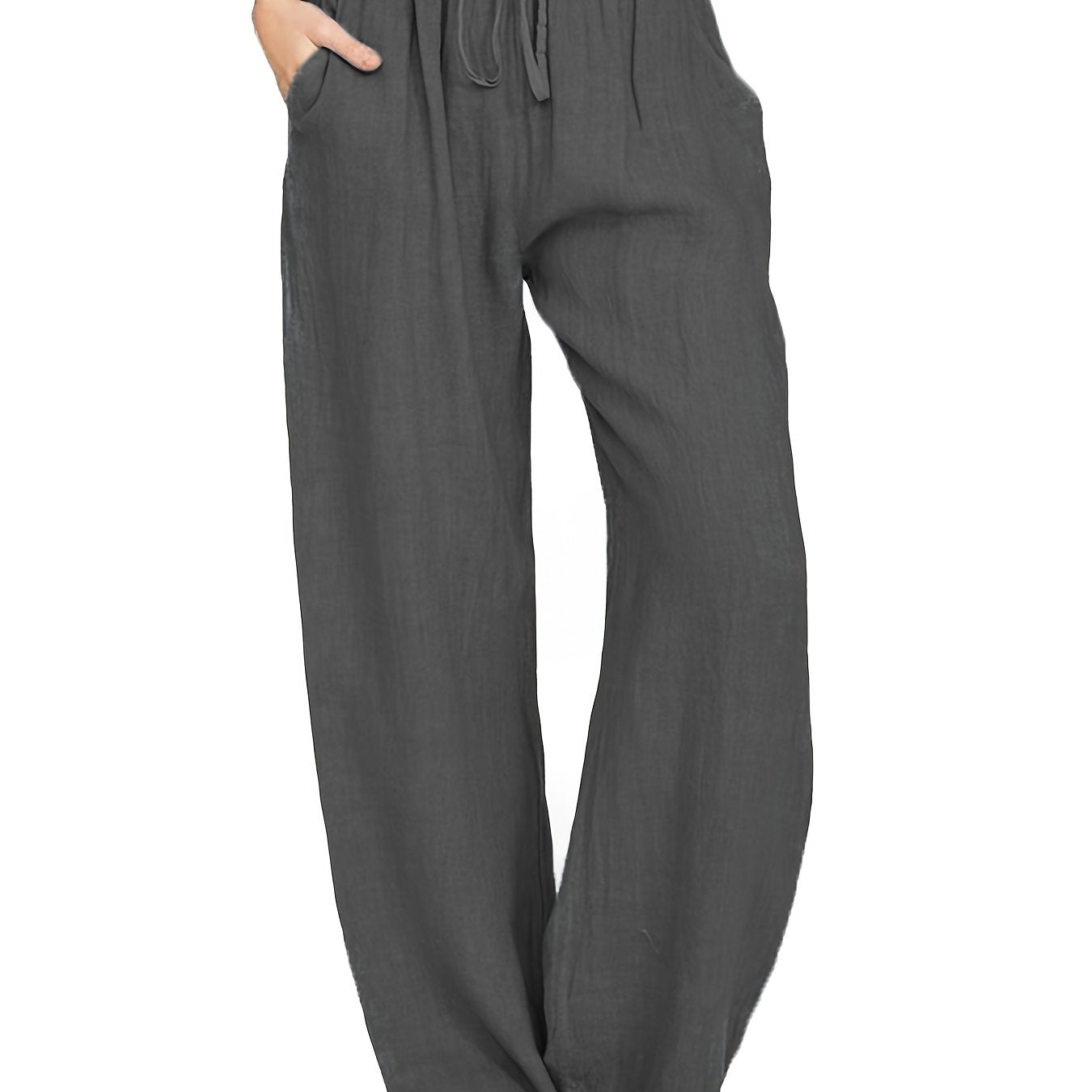 Drawstring Wide Leg Pants, Solid Loose Palazzo Pants, Casual Every Day Pants, Women's Clothing