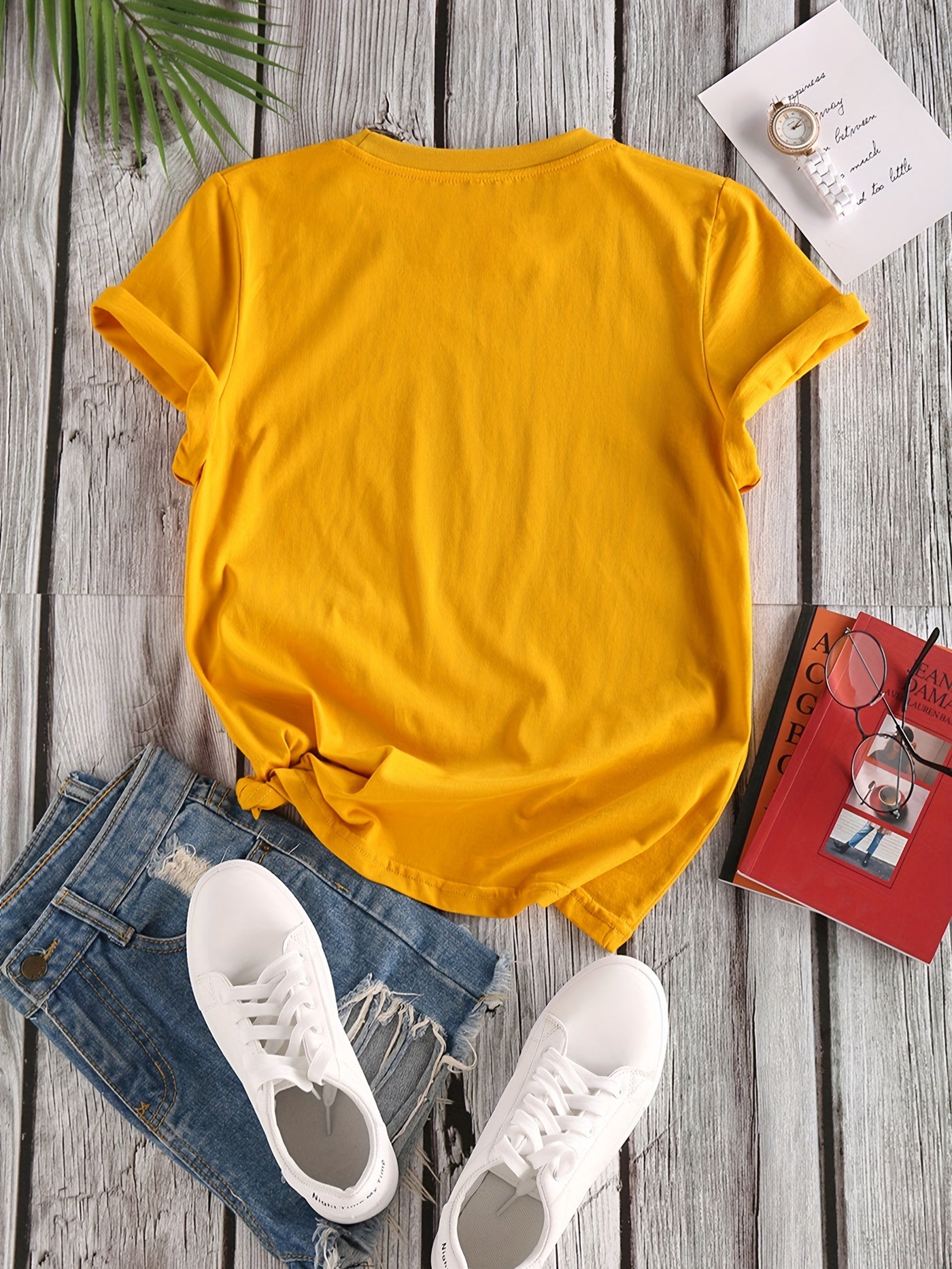 Letter Print Crew Neck T-shirt, Casual Loose Short Sleeve Summer T-Shirts Tops, Women's Clothing