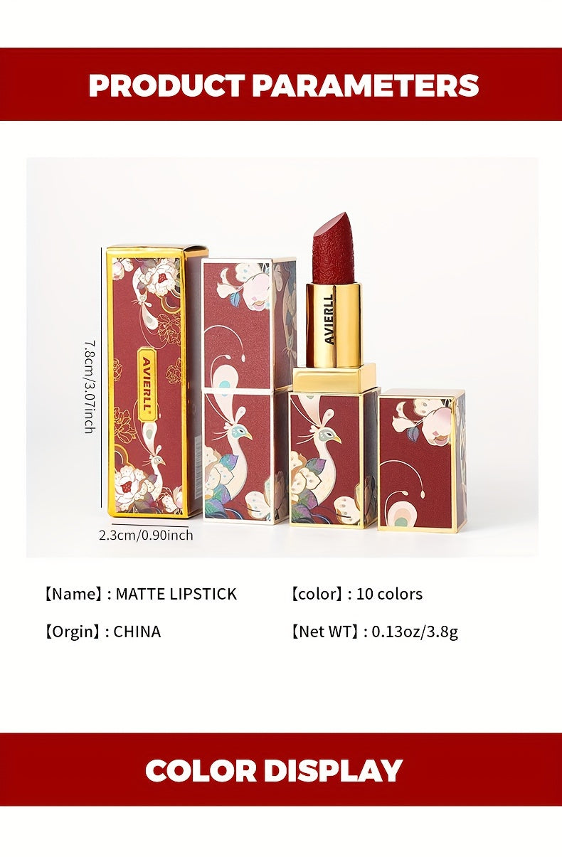 Exquisite Matte Velvet Lipstick Set - Moisturizing, Non-Sticky, Smudge-Proof, Waterproof, Lipstick - Perfect Festival Gift For Women - Chinese Traditional Printed Valentine's Day Gifts, Lunar New Year Gifts