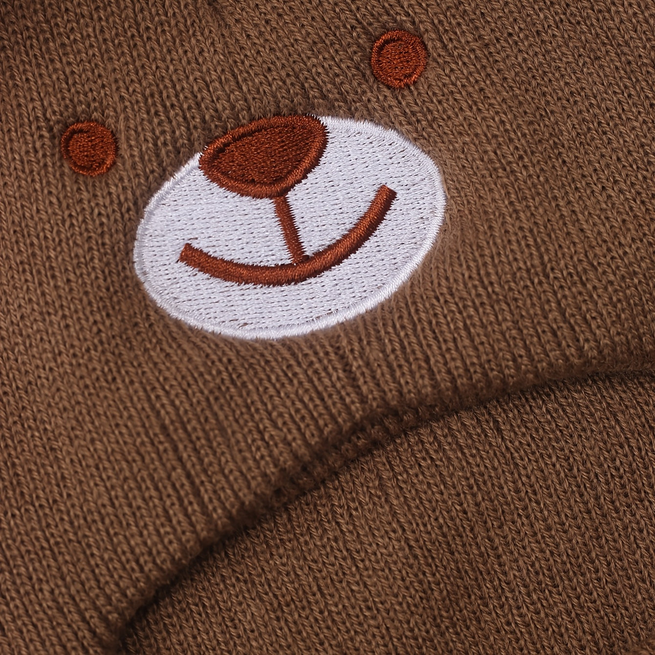 1pc 0-8 Years Baby Bear Ear Balaclava Mask & Beanie Hat - Cute White Winter Ski Mask with Ears, Soft Knit-like Texture for Boys & Girls, Warm Toddler Accessory (Brown/Pink/Black) - Hand Washable Kids Clothing