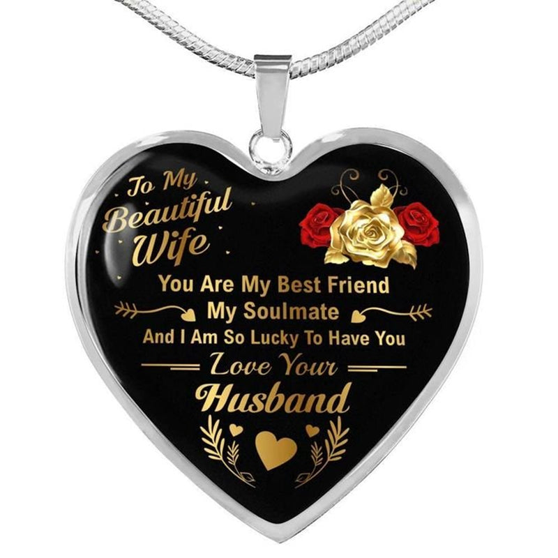 to My Wife You Are My Best Friend I Always Love You Heart Pendant Necklace to Wife Anniversary Birthday Gift From Husband