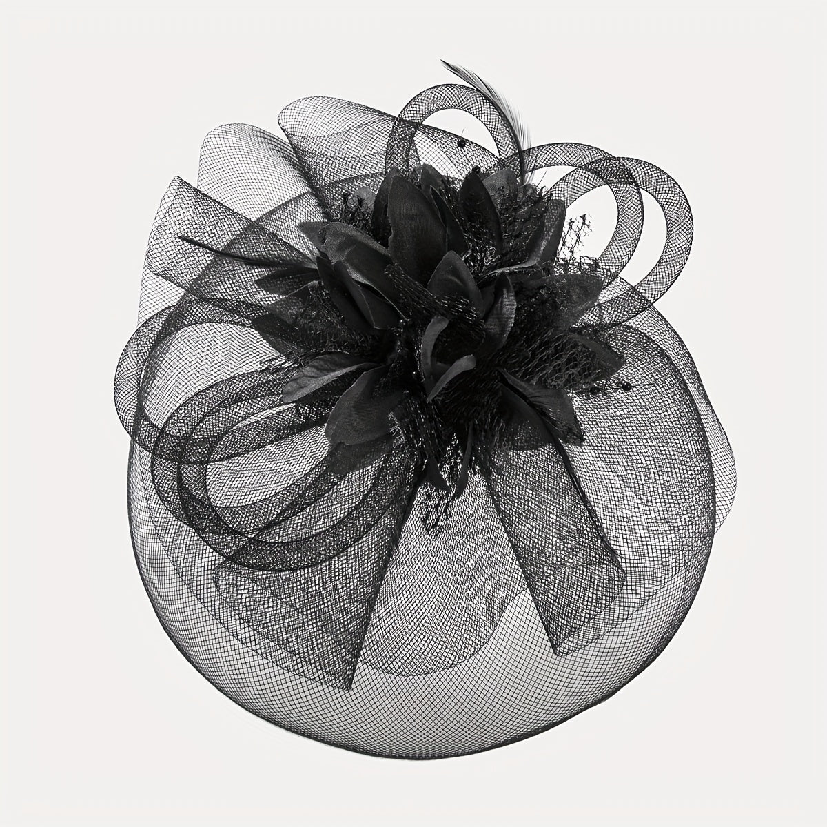 1pc Women Hair Accessories Mesh Flower Faux Feather Mesh Veil For Birthday Jockey Club Wedding Derbyhat Church Hat Accessories