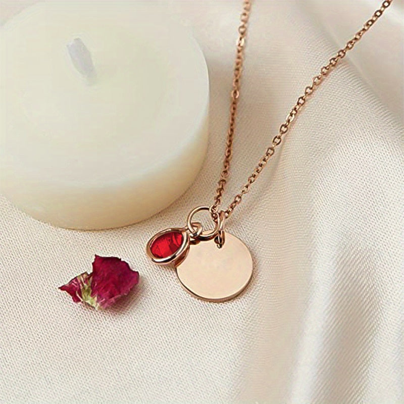 Birth Flower Engraved Necklace - Personalized Name Necklace with Birthstone and Customizable Record Time - Unique Mom Grandma Gift Idea with 12 Varieties of Birth Gemstones