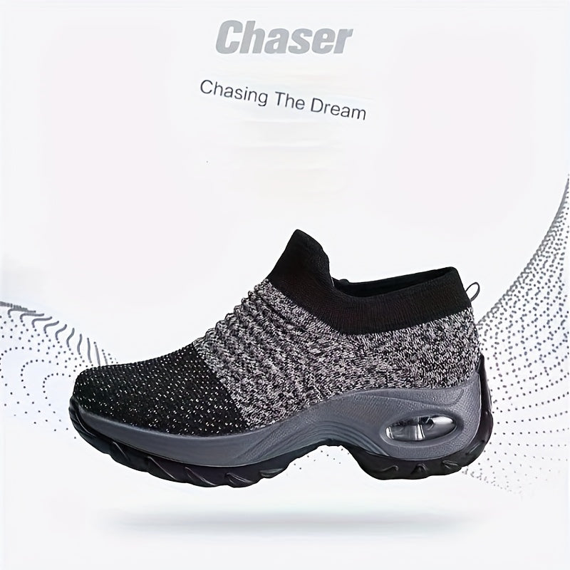 Women's Casual Sneakers - Geometric Pattern, Fabric Upper with PU Sole - Summer Footwear | Breathable & Lightweight | Pull On Low Top Design