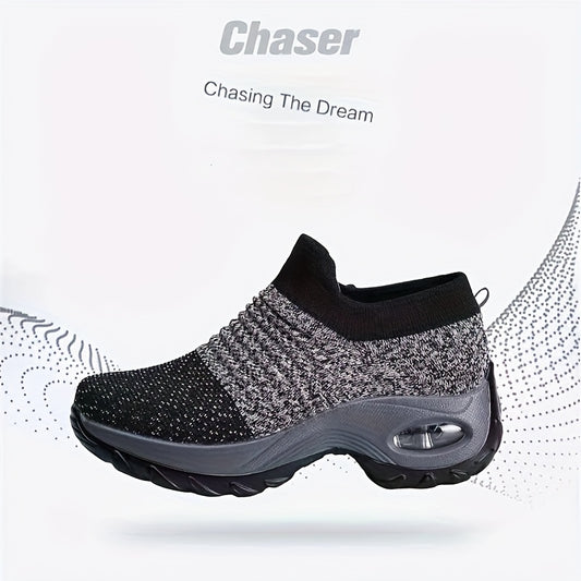 Women's Casual Sneakers - Geometric Pattern, Fabric Upper with PU Sole - Summer Footwear | Breathable & Lightweight | Pull On Low Top Design