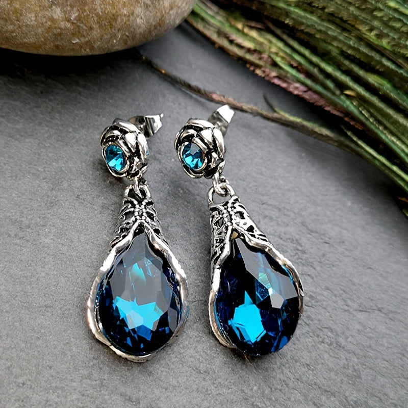 Rose Flower Water Drop Earrings, Fashion Vintage Earrings For Men