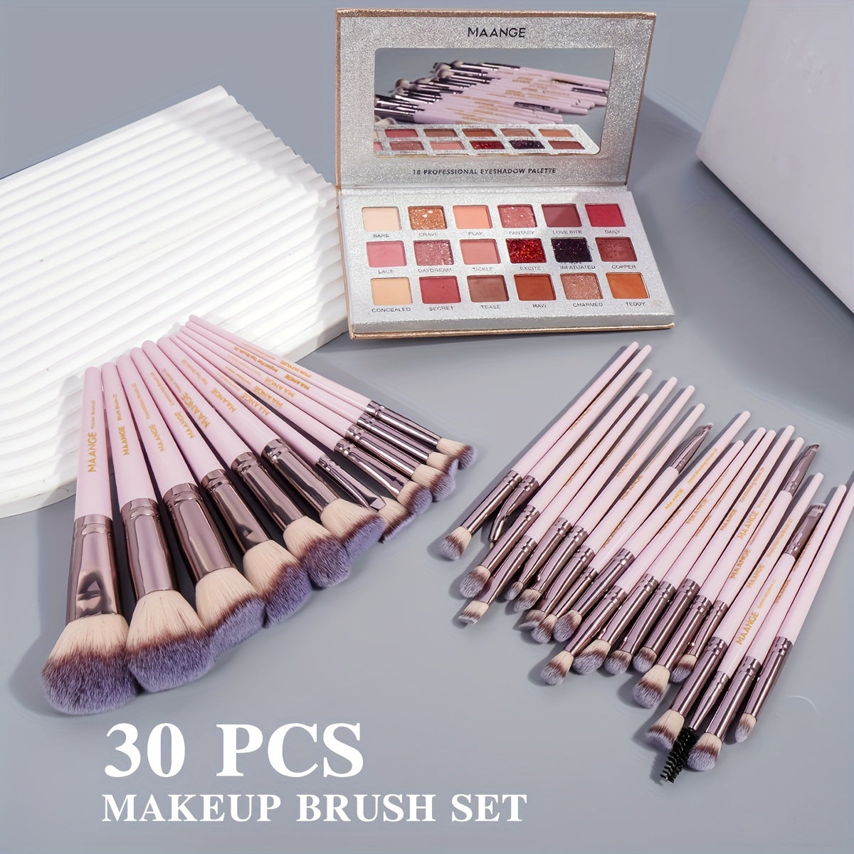 MAANGE 30pcs Professional Makeup Brush Set Foundation Brush Blush Brush Loose Powder Brush Eyeshadow Brush Complete Makeup Tool Set Suitable for Beginners and Professional Makeup Artists Portable Gift Set for Beginners Basic