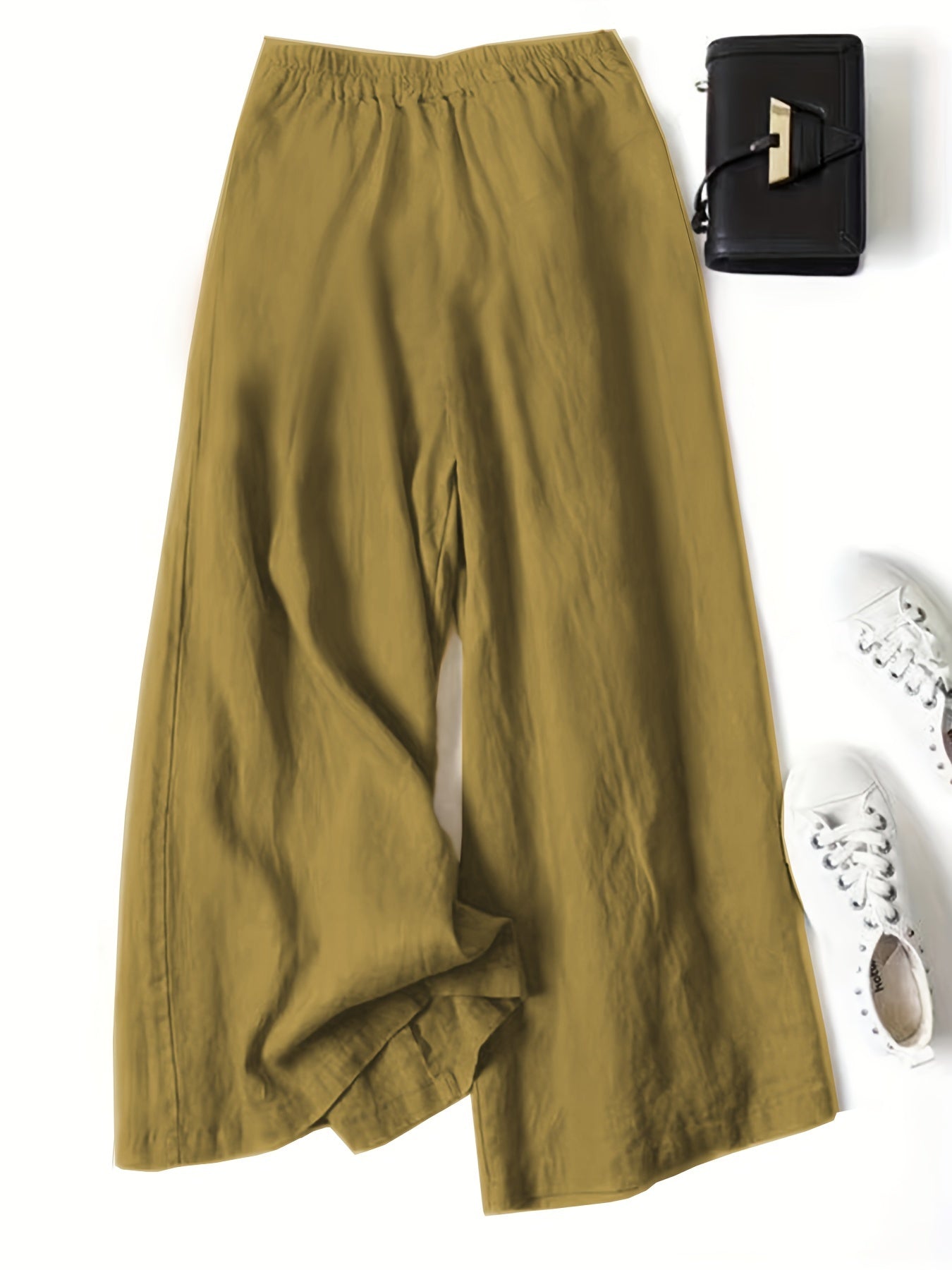 Linen Wide-Leg Ankle Pants, Breathable Thin Loose Linen Skirt Pants, Ethnic Style Vintage Trousers