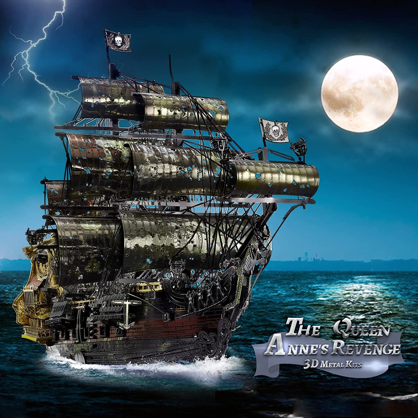 Piececool Metal 3D Puzzles for Adults, Flying Dutchman Pirate Ship Model Kits, 3D Watercraft Model Building Kit, DIY Craft Kits Difficult 3D Puzzles for Family Time, Great Birthday Gifts