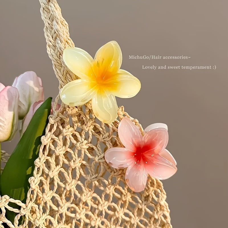Elegant Colorful Flower Shaped Hair Claw Clip Trendy Non Slip Hair Grab Clip For Women And daily use Wear