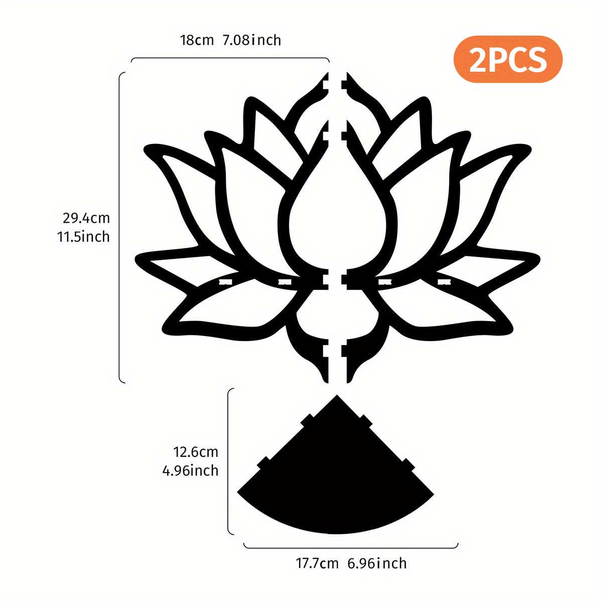 2pcs Black Lotus-Shaped Shelves, Wooden Material Lotus Wall Decoration Hangings, Flower Wall-Mounted Display Racks (Nails Not Included), DIY Assembled Wooden Crafts Hangings, Corner Wall-Mounted Decorations for Home, Used As