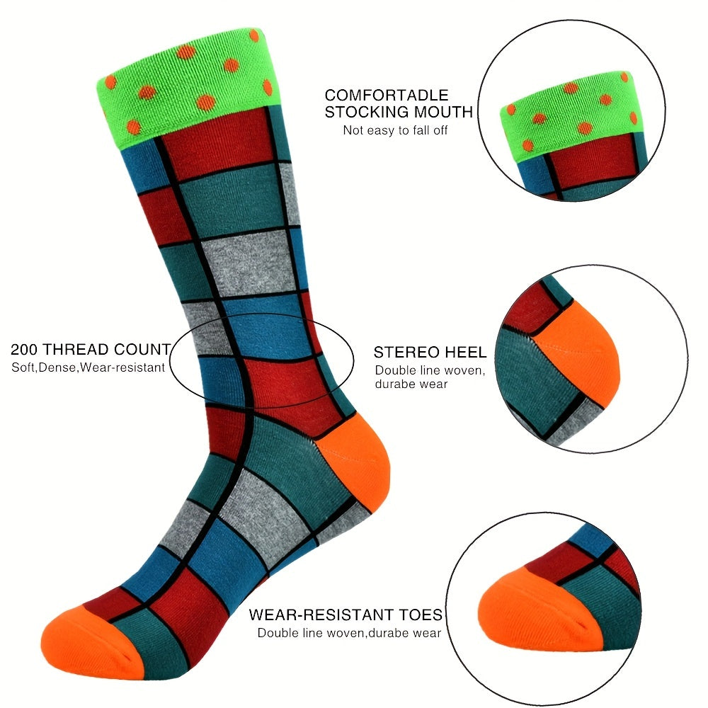 5-Pair Unisex Cool Colorful Novelty Fun Casual Couple Socks, Fun Accessories, Matching Socks, Playful Pattern, Quirky Style, Socks, Comfortable Fit, Fashion Socks, Stylish Footwear, Young Adults, Couples Gift
